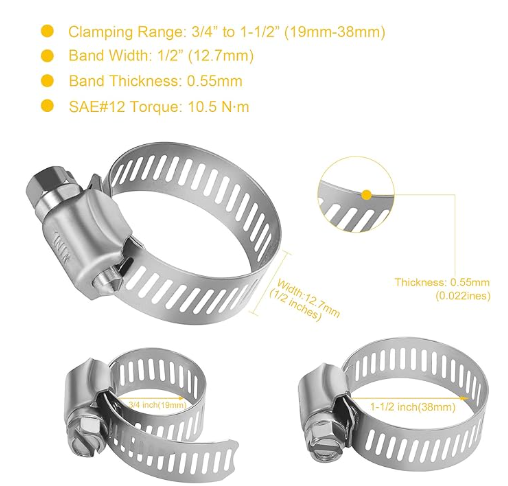 3/4 inch hose clamp